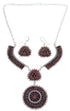Silver Jewelry Red Oyster Shell Needlepoint Link Necklace Set PX37832